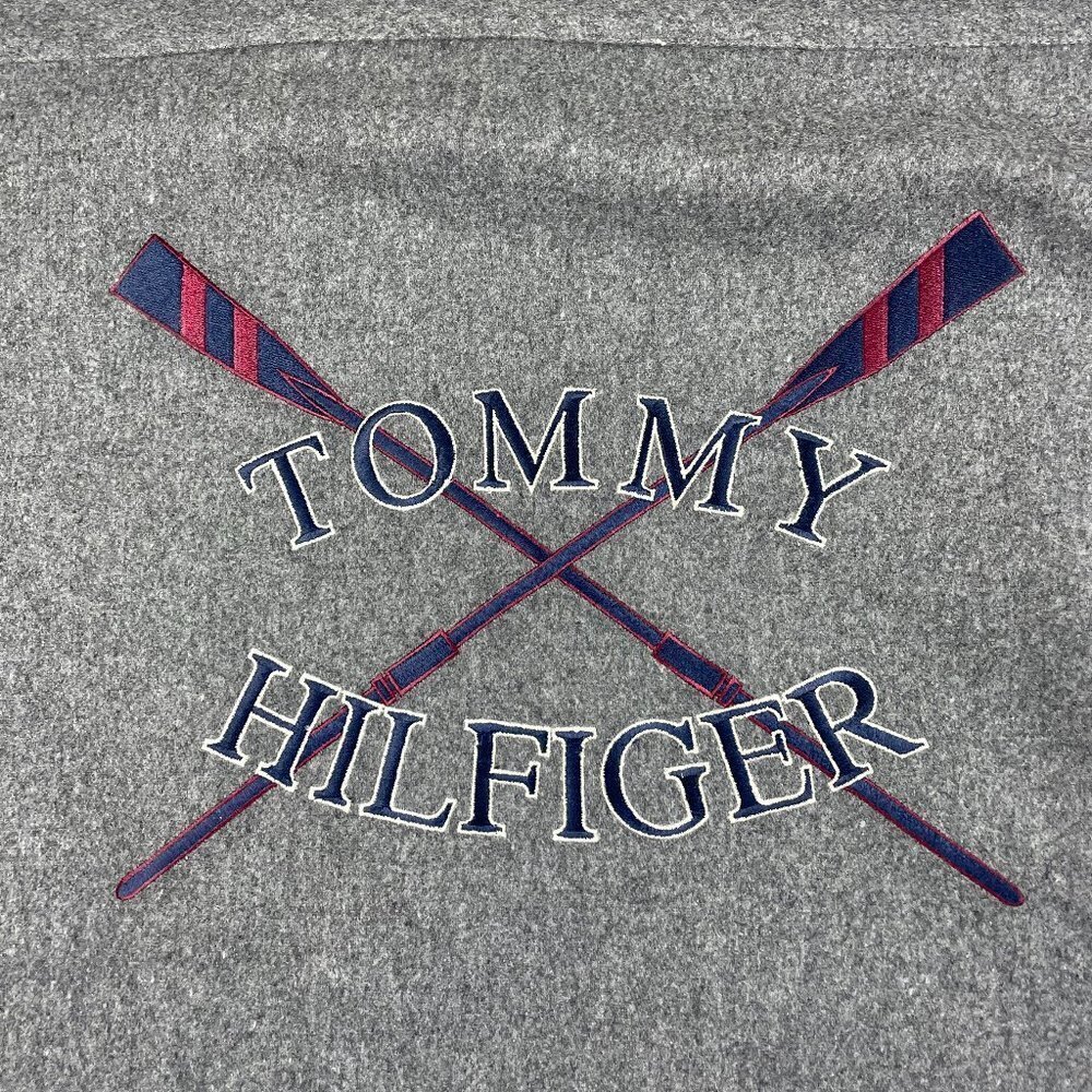 Vintage Tommy Hilfiger Nautical Racing Oars Wool Blend Button Down Men's Large